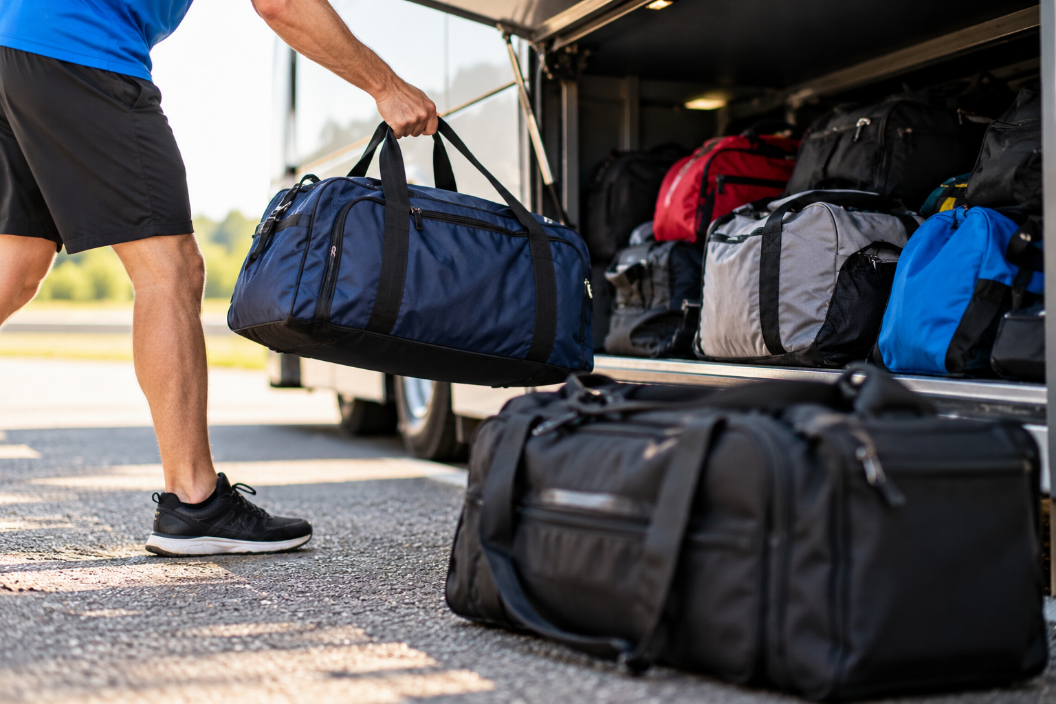 Bagage laden in reisbus